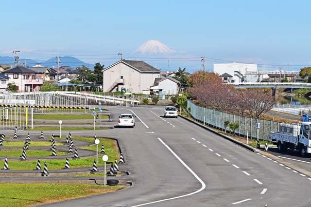晴れている日には、コースから富士山が見えます。